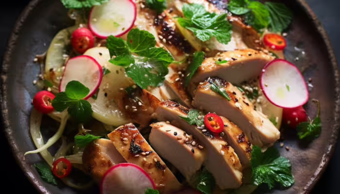 Grilled Chicken and Daikon Radish Salad