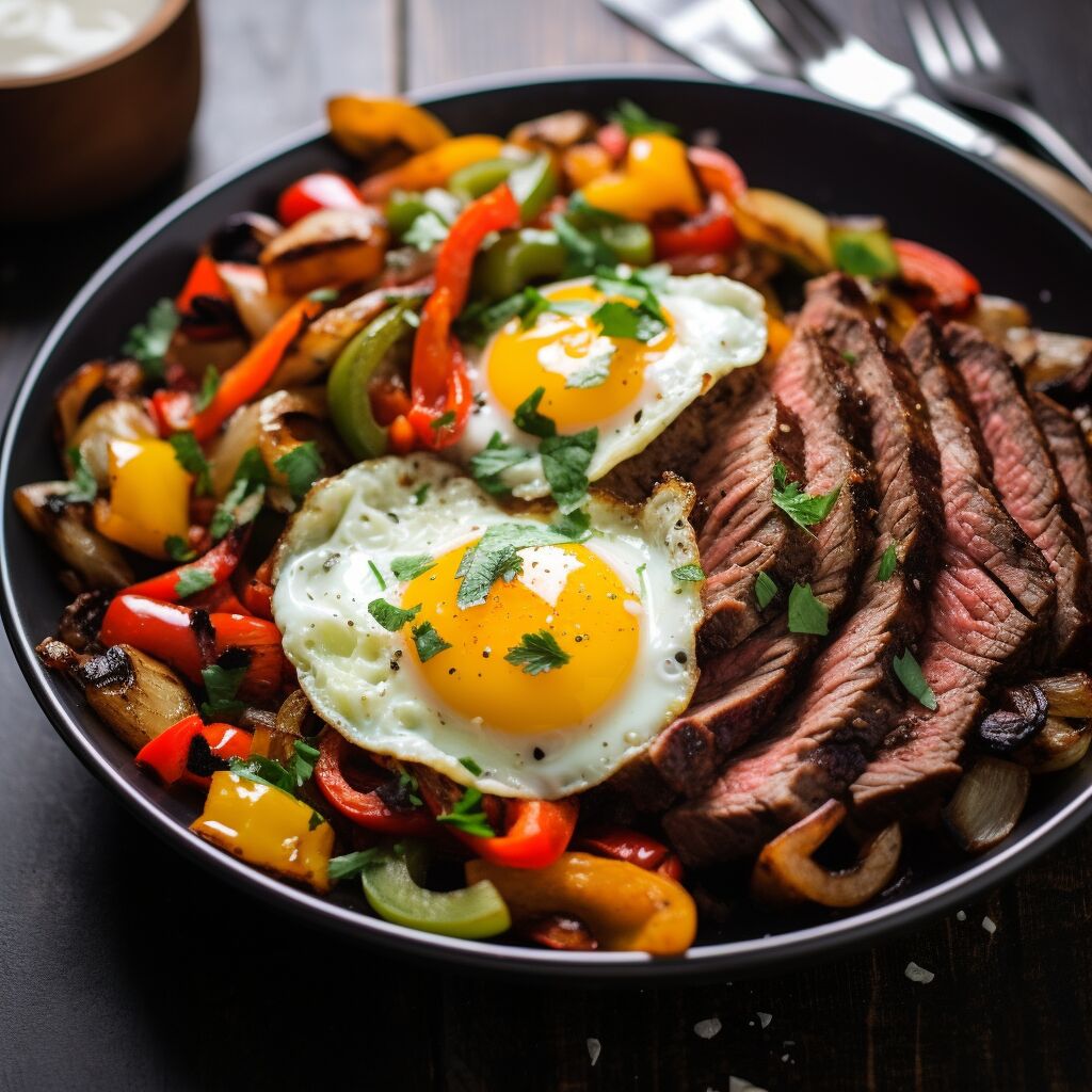Grilled Steak and Bell Pepper Breakfast Hash - Coolinarco.com