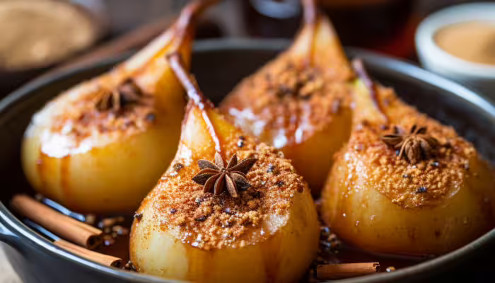 Chai Spiced Baked Pears