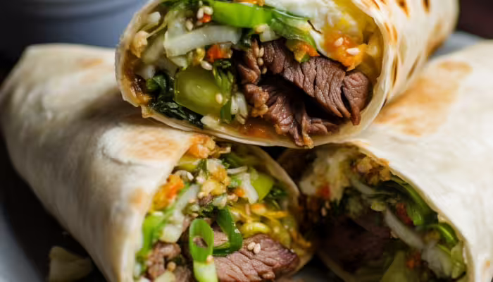 Chinese Beef and Scallion Breakfast Wrap