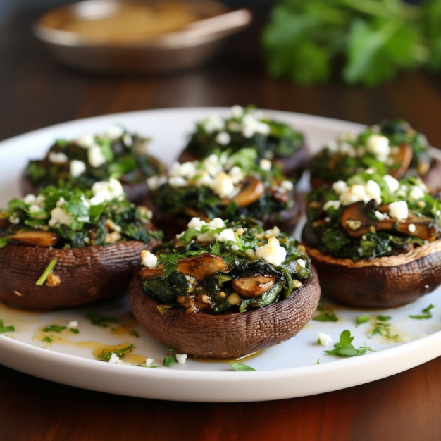 Greek Spinach and Feta Stuffed Mushrooms - Coolinarco.com