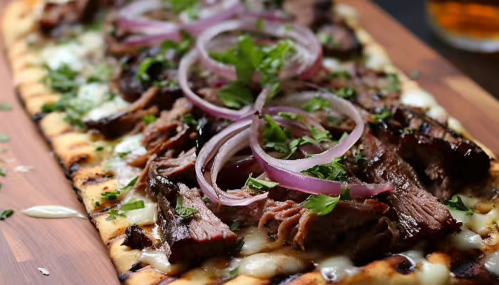 Grilled Beef and Onion Flatbread