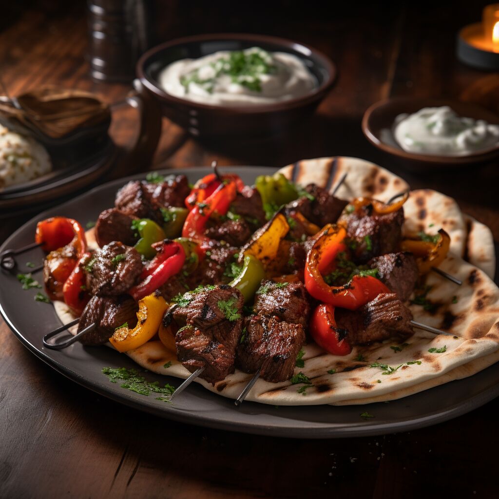 Grilled Beef and Pepper Skewers with Pita - Coolinarco.com