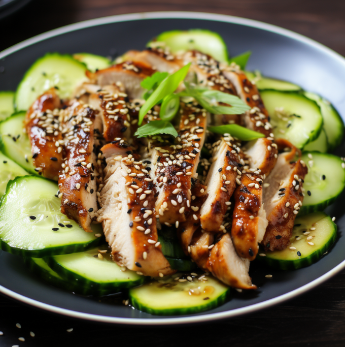 Grilled Chicken and Sesame Cucumber Salad