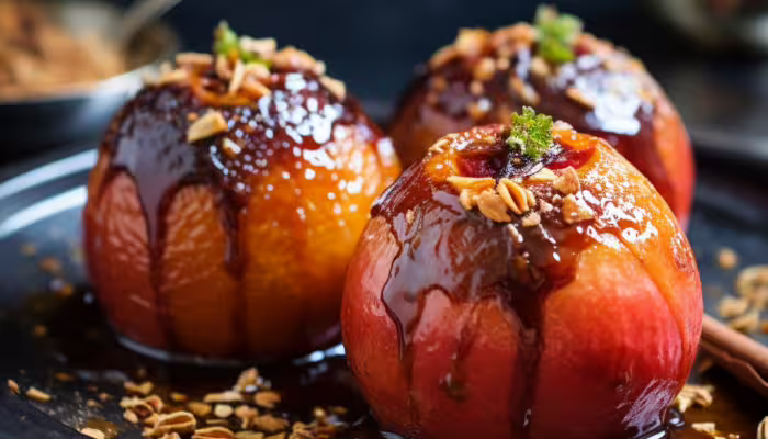 Gulab Jamun Stuffed Baked Apples