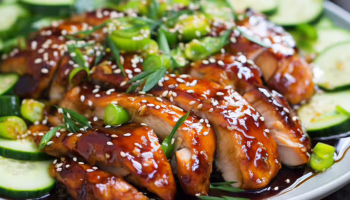 Hoisin Glazed Chicken and Cucumber Salad
