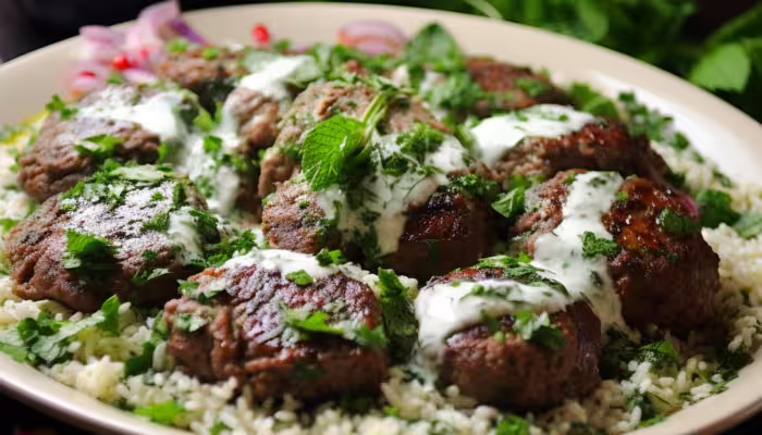Iraqi Beef Kubba with Mint Yogurt