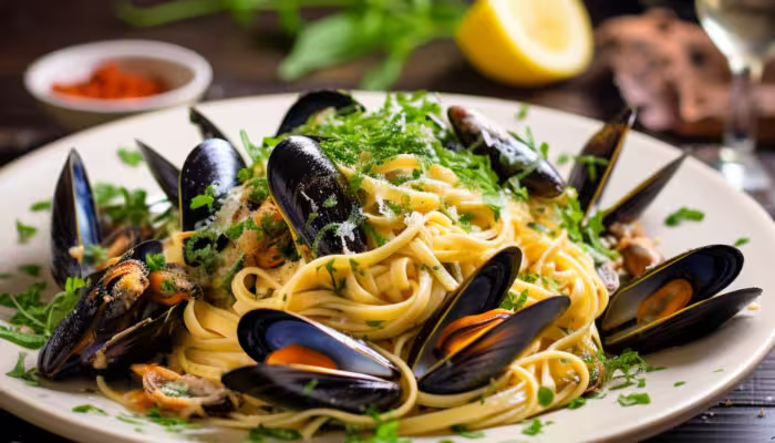 Linguine with White Wine and Garlic Mussels