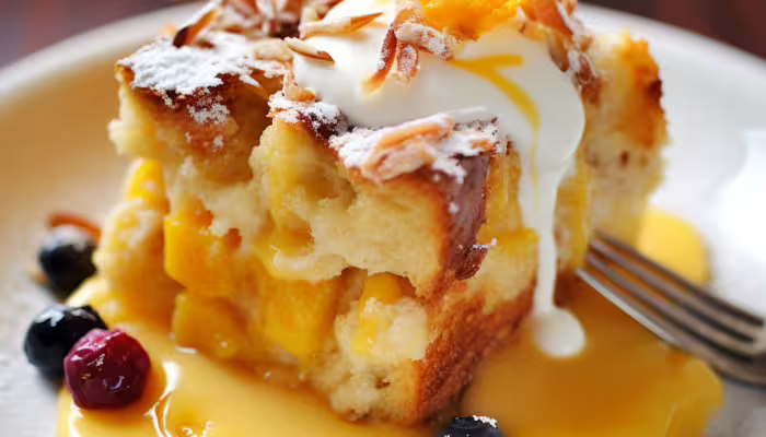 Mango and Coconut Bread Pudding