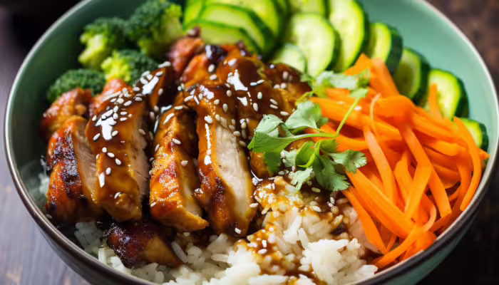 Miso-Glazed Chicken and Vegetable Rice Bowl