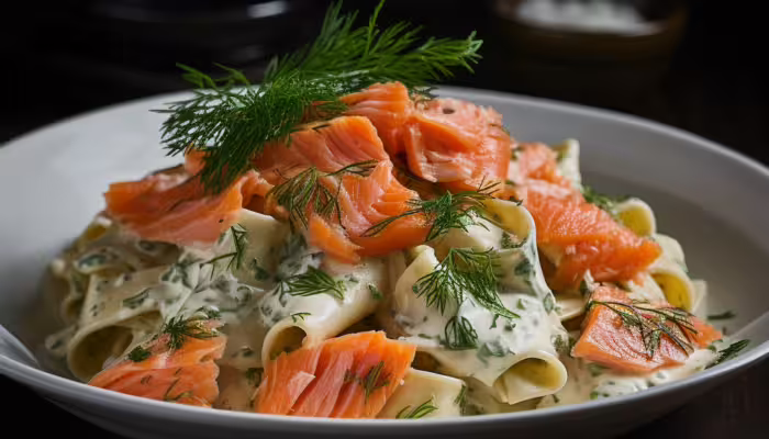 Pappardelle with Smoked Salmon and Dill Cream Sauce
