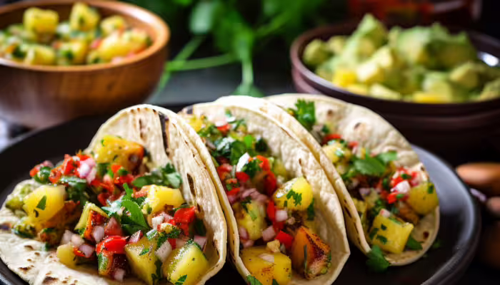 Pineapple Salsa and Guacamole Tacos