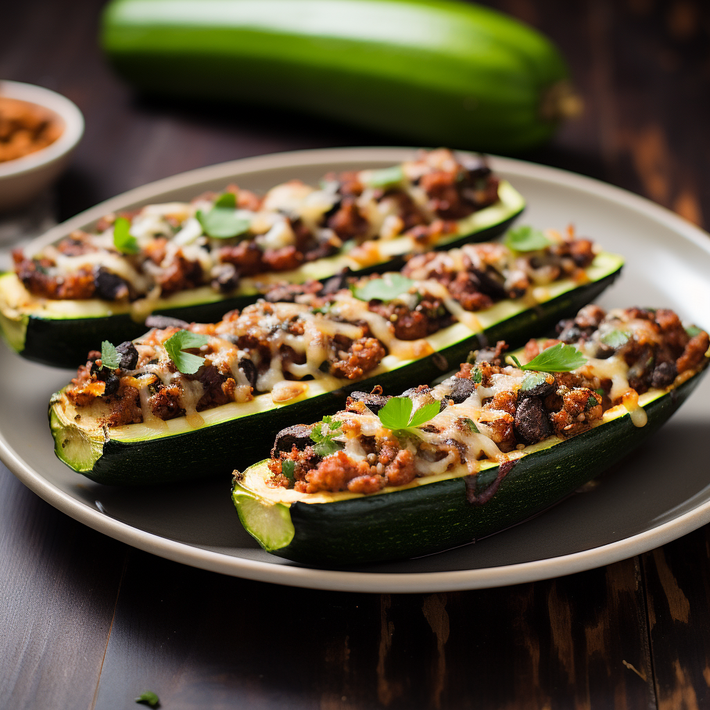 Quinoa and Black Bean Stuffed Zucchini