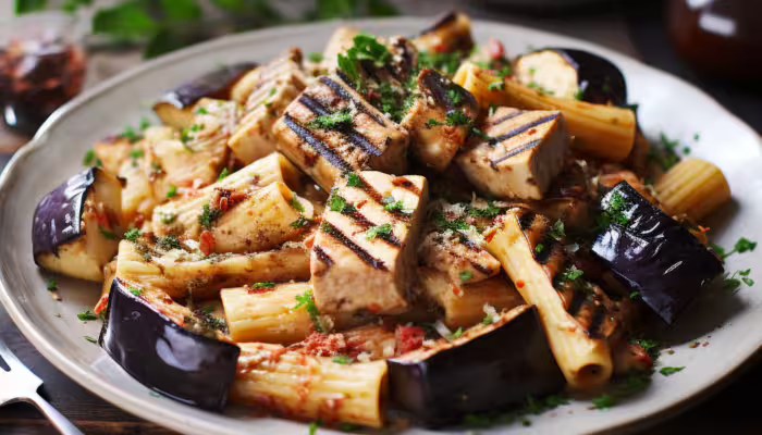 Rigatoni with Grilled Swordfish and Eggplant