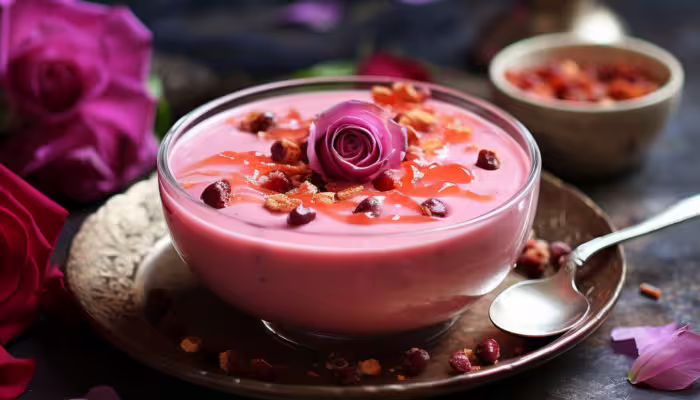 Rose Flavored Fruit Custard