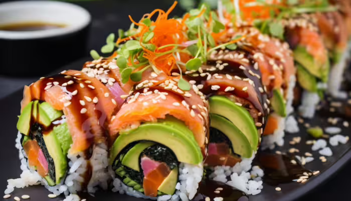 Salmon and Avocado Sushi Roll Salad