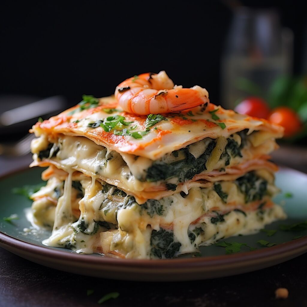 Seafood Lasagna with Spinach - Coolinarco.com