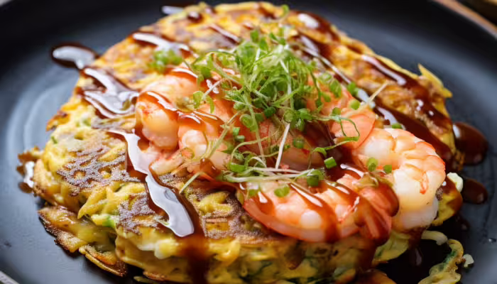 Seafood Okonomiyaki (Japanese Pancake)