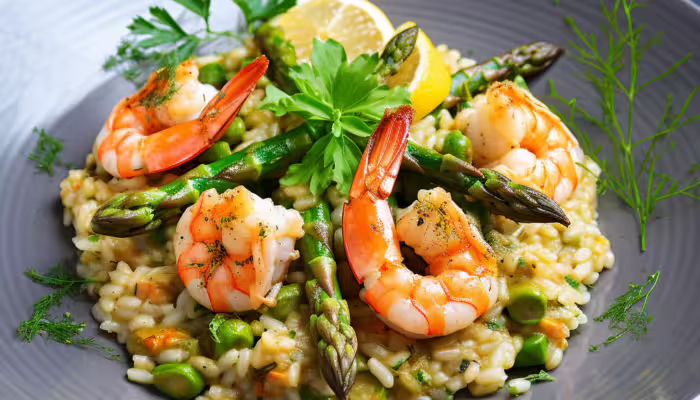 Seafood Risotto with Asparagus