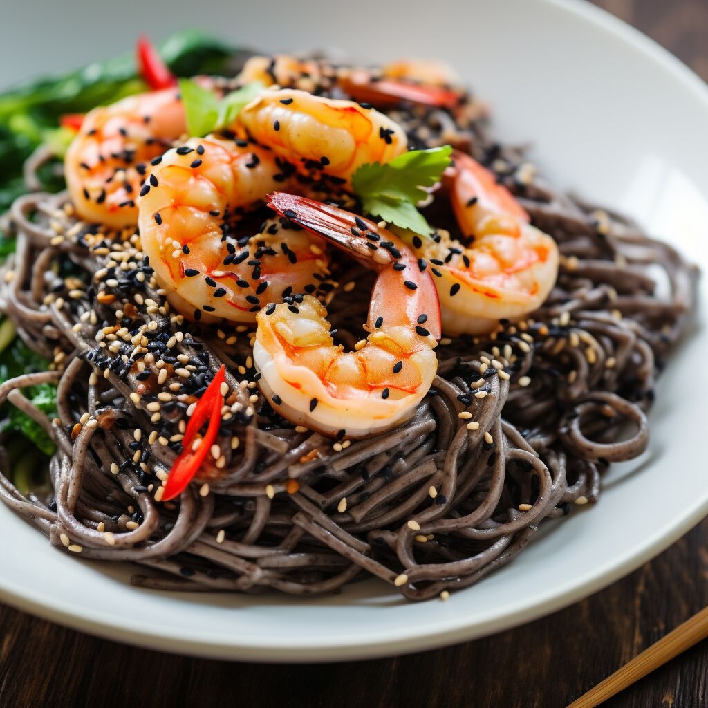 Sesame Soba Noodles with Grilled Shrimp - Coolinarco.com