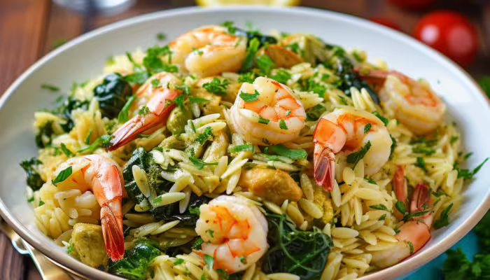 Shrimp and Artichoke Heart Orzo