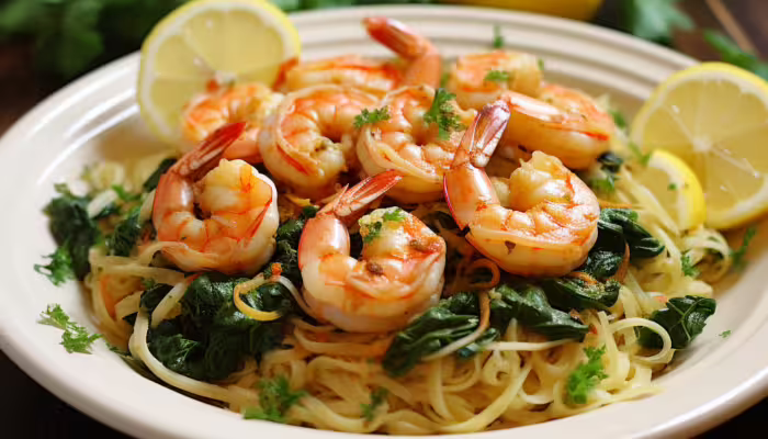 Spaghetti with Lemon Garlic Shrimp
