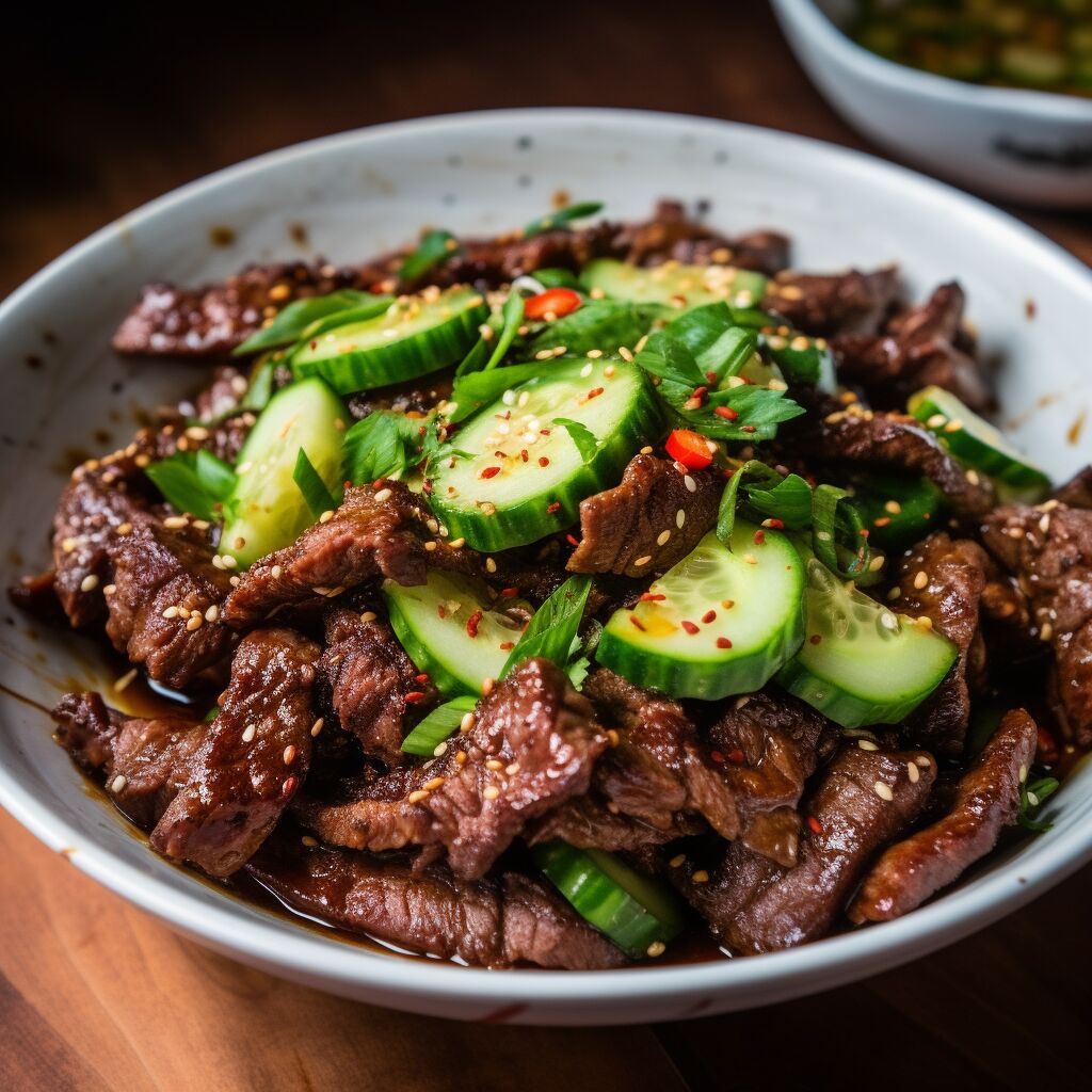 Spicy Szechuan Beef and Cucumber Salad-image