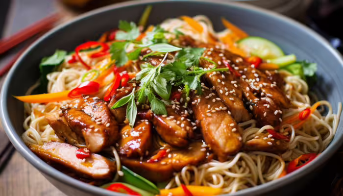 Spicy Szechuan Chicken and Noodle Salad