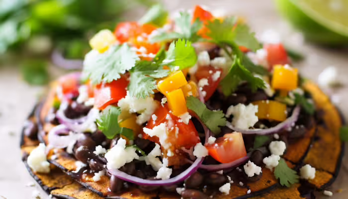 Sweet Potato and Black Bean Tostadas