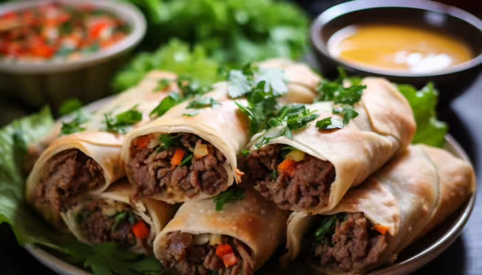 Syrian Beef Kabseh Spring Rolls