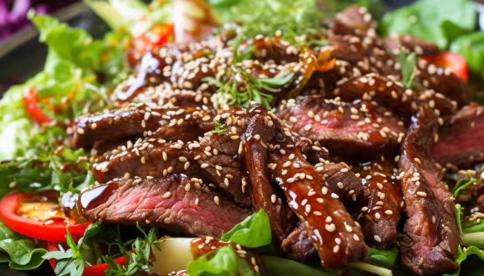 Teriyaki Beef and Mixed Greens Salad