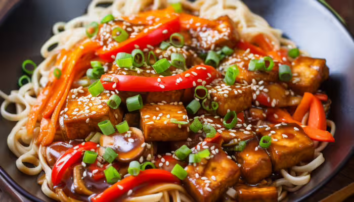 Teriyaki Tofu and Vegetable Udon