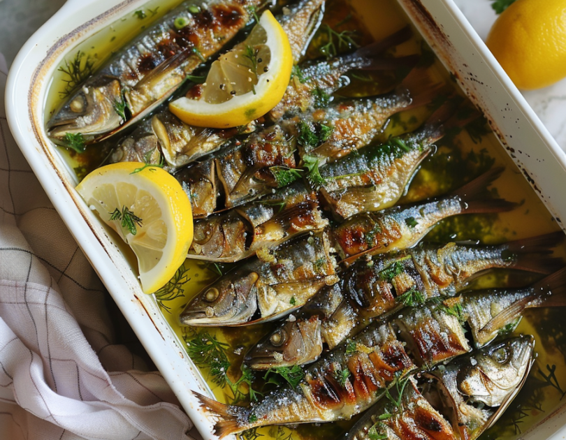 Baked Greek Sardines with Herbs and Lemon