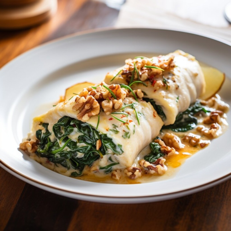 Mushroom and Spinach Stuffed Flounder