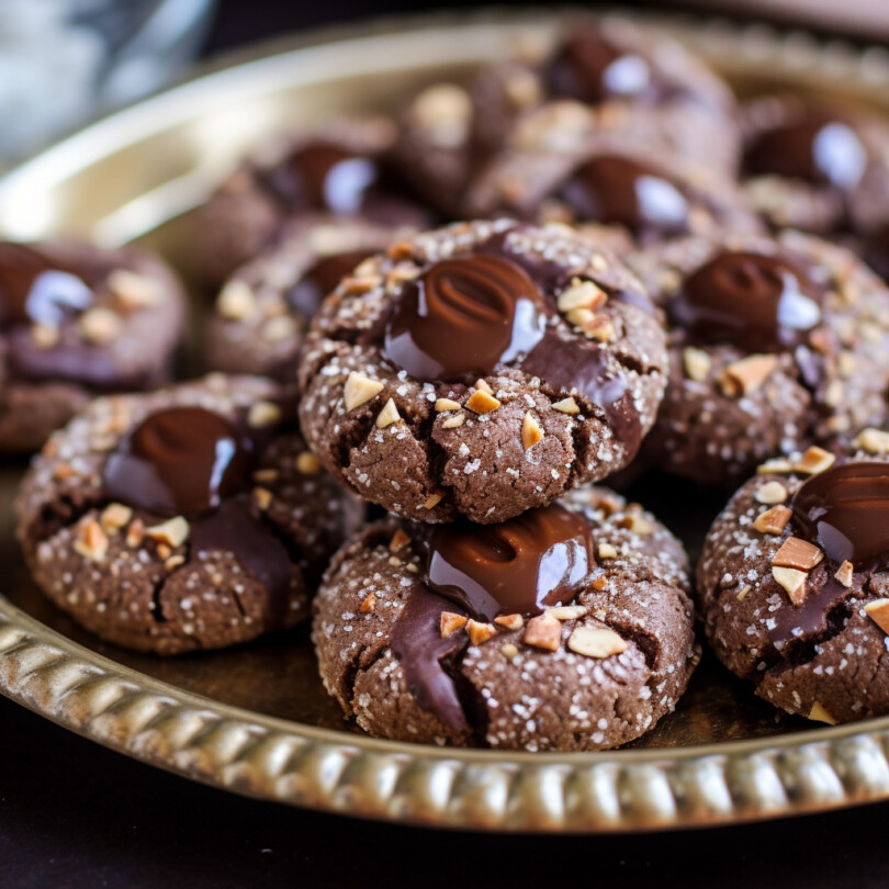 Chocolate Hazelnut Thumbprint Cookies