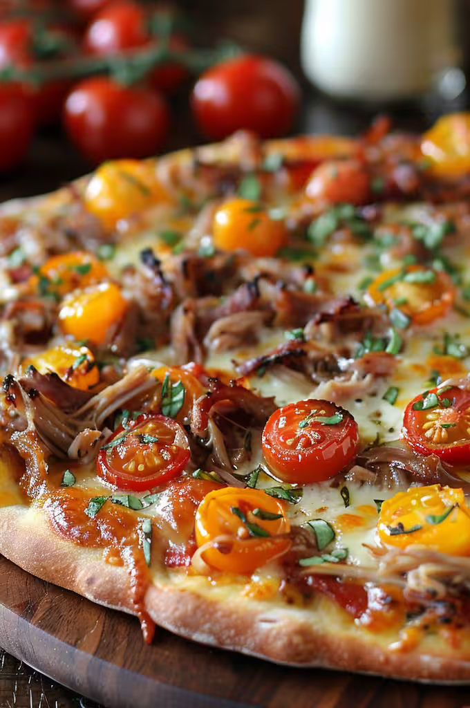 Pork and Tomato Brunch Pizza
