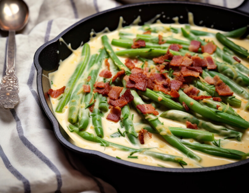 Sweet beans in creamy parmesan sauce