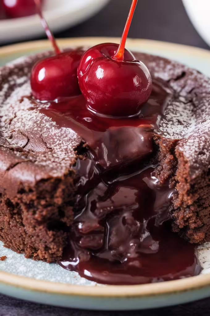 Chocolate Lava Cake with Cherries