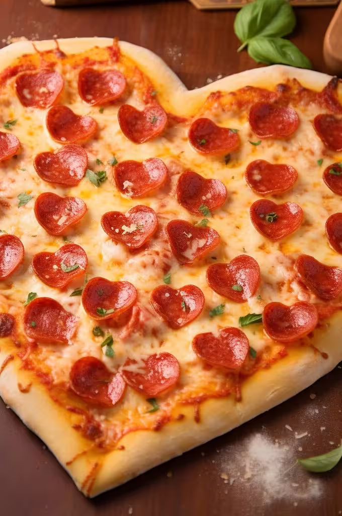 Heart Shaped Homemade pizza