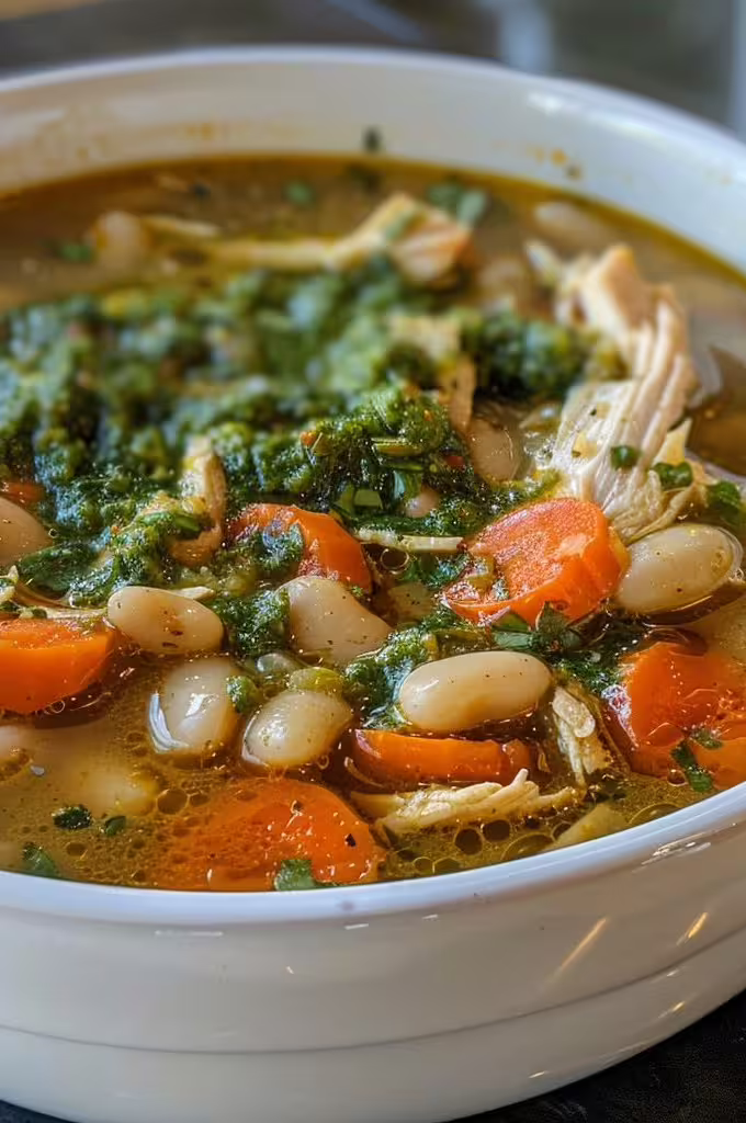 Chicken and White Bean Soup with Pesto
