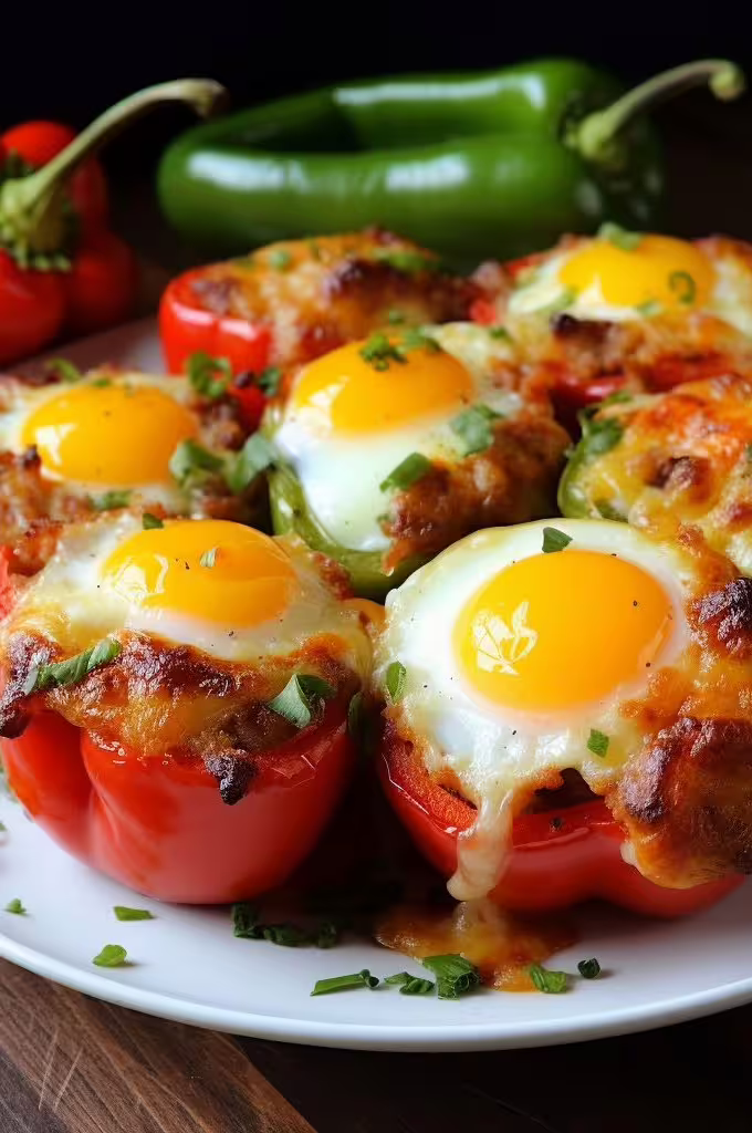 Fried Pork and Egg Stuffed Peppers
