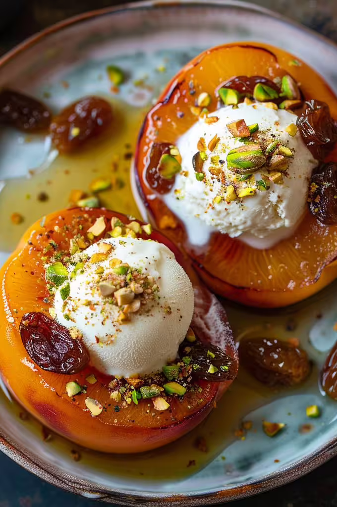 Saffron-Infused Baked Peaches