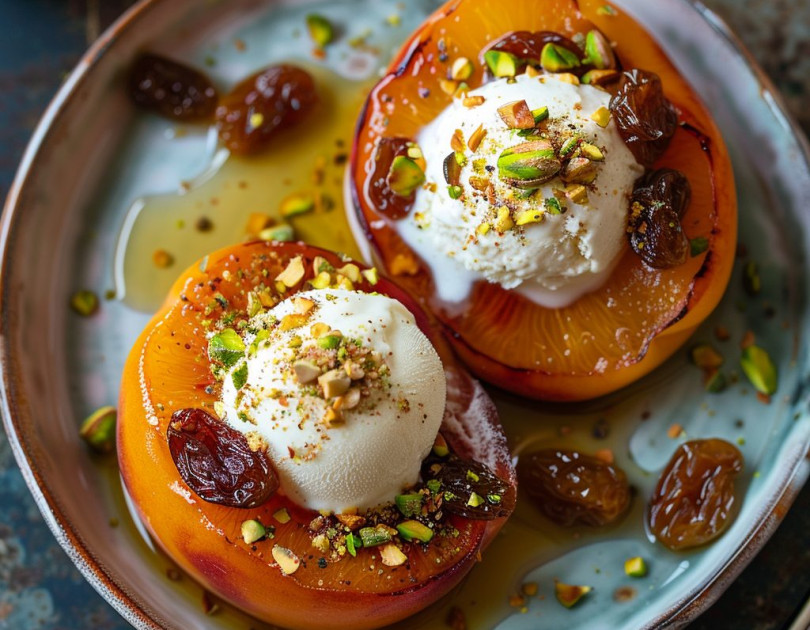 Saffron-Infused Baked Peaches