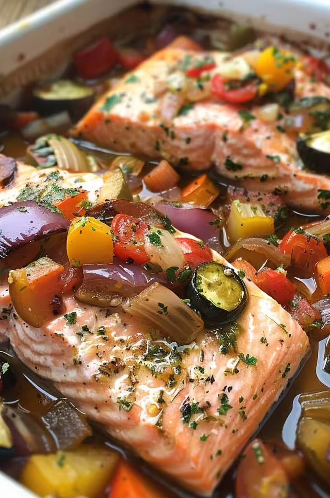 Baked Salmon with Ratatouille
