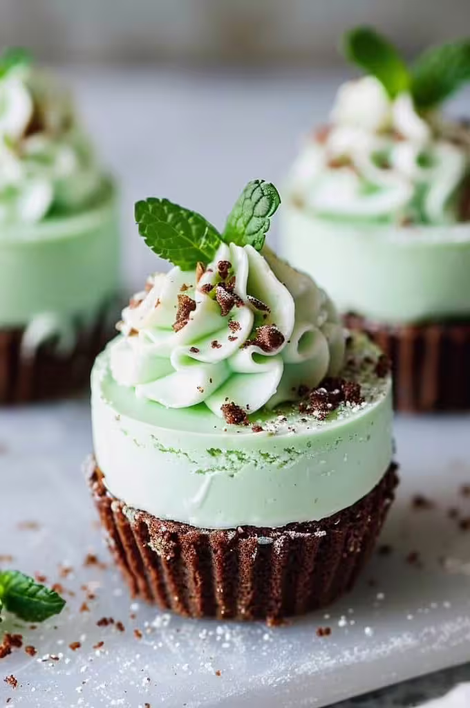 Mini Mint Cheesecakes