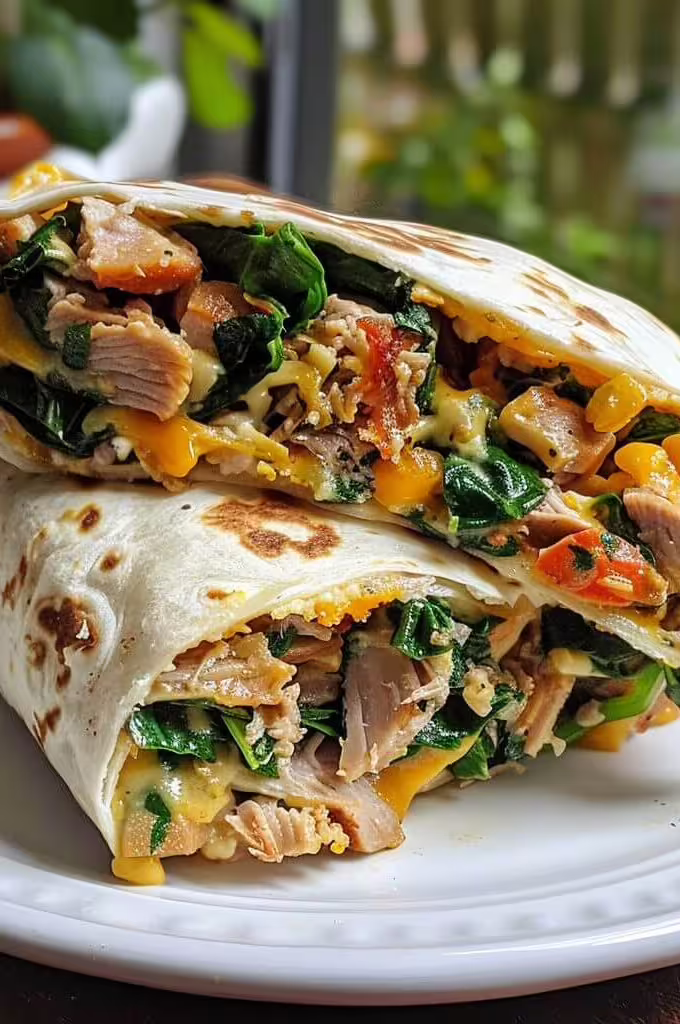 Pork and Spinach Breakfast Burrito