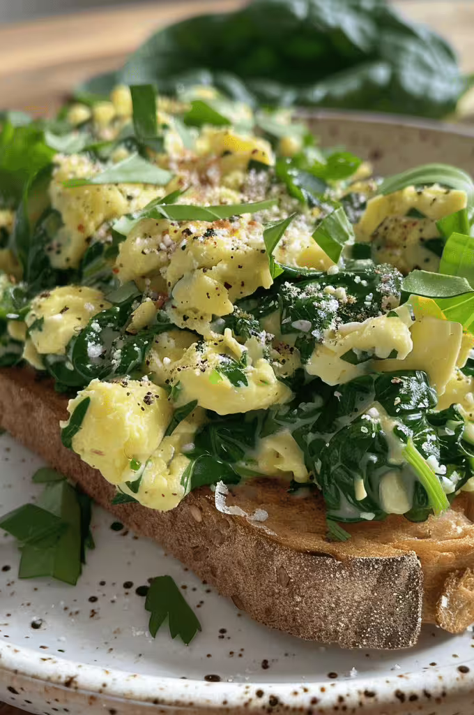 Spinach & Egg Scramble Toast