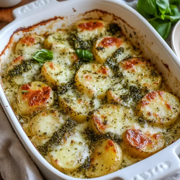 Pesto Potatoes au Gratin
