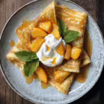 Crepes with Peach Compote & Whipped Cream