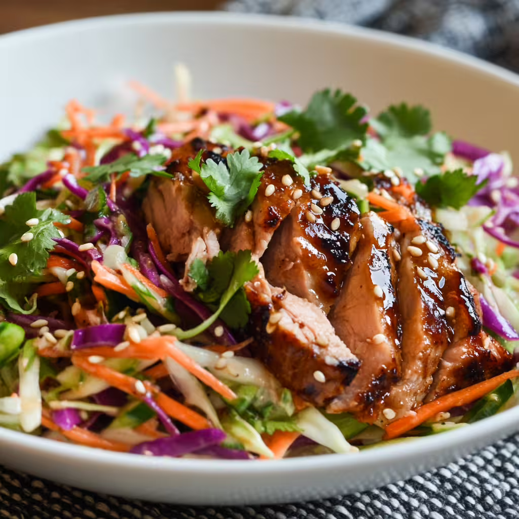 Hoisin Glazed Pork and Asian Slaw Salad